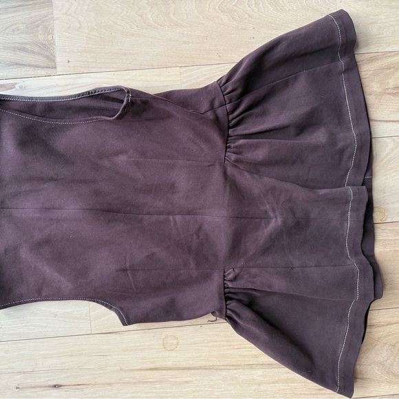 Maeve Chocolate Brown Crew-neck Peplum Tank Top Anthropologie - Picture 5 of 6